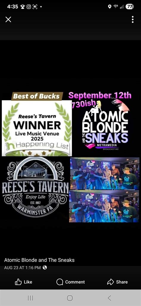 Atomic Blond and The Sneaks @ Reeses Tavern, 485 York Rd, Warminster ...