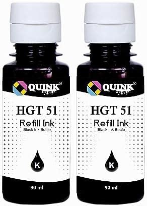 QUINK Compatible Inkjet Refill Ink for HP Ink Tank GT51 Black Ink ...