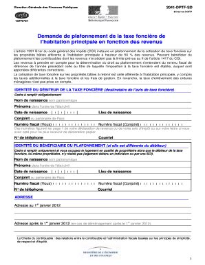 Fillable Online Demande de plafonnement de la taxe foncire de l ... Fax ...