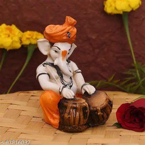 CraftVatika Lord Ganesha Playing Tabla Idol Statue Showpiece for Gift ...