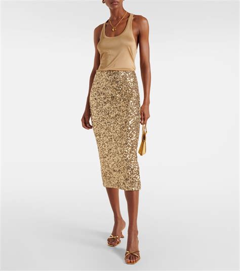 Sequined midi skirt in gold - Rotate | Mytheresa