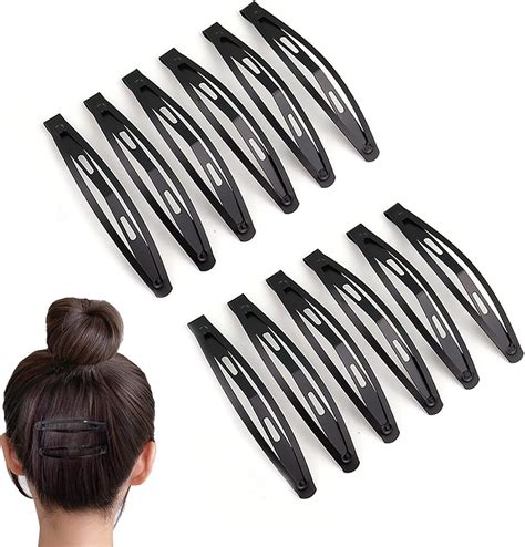 Oval Metal Contour Hair Clips Black Snap Hair Clips Long Non Slip Hair ...