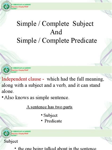 Image result for Complete Predicate Simple Predicate