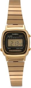 CASIO LA670WGA-1DF Vintage LA670WGA-1DF Black Dial Gold Stainless Steel ...