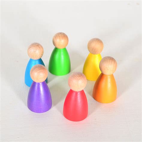 6 Rainbow Peg Dolls Set – Chitrani