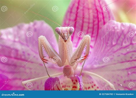 A Rare and Brilliantly Colored Orchid Mantis Blending Seamlessly with a ...