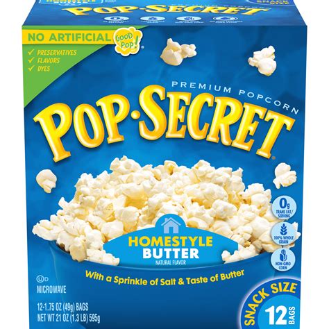 Pop Secret Popcorn, Homestyle Butter Microwave Popcorn, 1.75 oz Snack ...