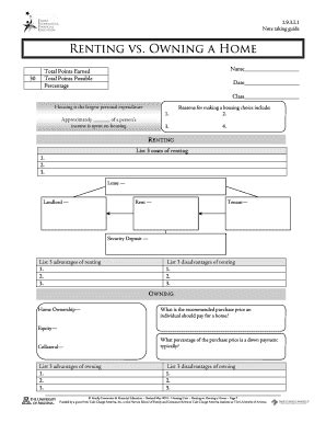 Renting Vs Owning A Home Lesson Plan 1 9 3 Revised March 09.doc - Fill ...