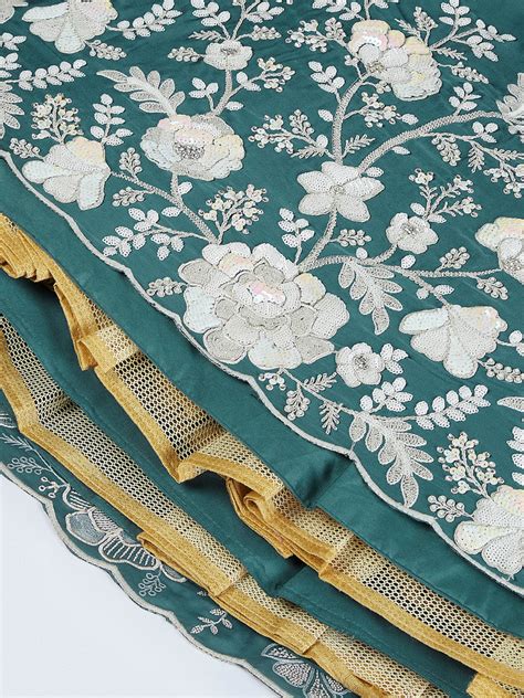 Turquoise Sequined and Embroidered Georgette Lehenga Choli S