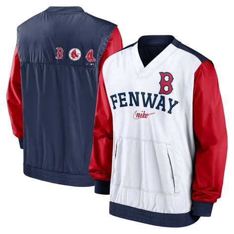 Men's Nike White/Navy Boston Red Sox Rewind Warmup V-Neck Pullover ...
