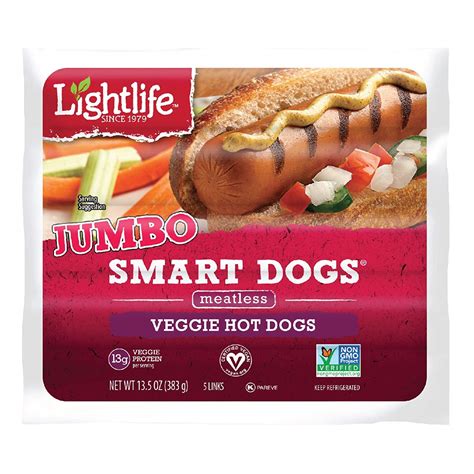 Amazon.com: Lightlife Jumbo Smart Dogs Meatless Veggie Hot Dogs, 13.5 ...