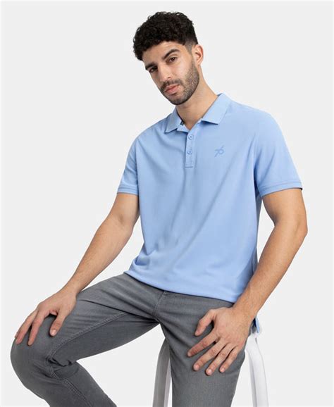 Buy Microfiber Fabric Solid Half Sleeve Polo T-Shirt with StayDry ...