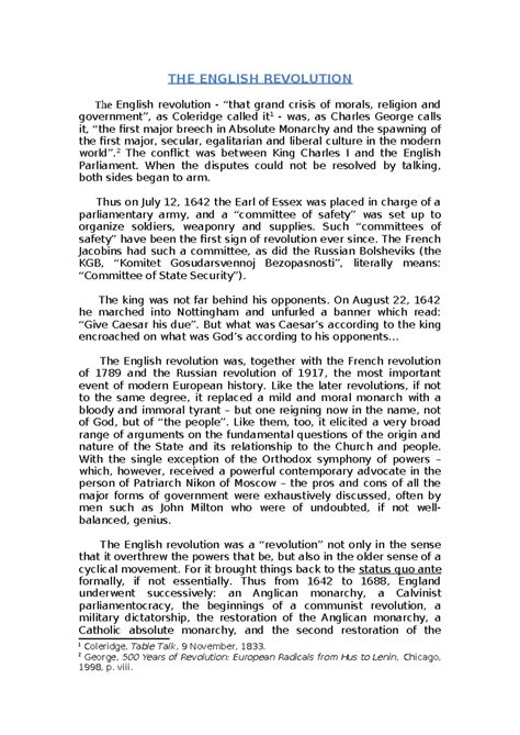 THE English Revolution - THE ENGLISH REVOLUTION The English revolution ...