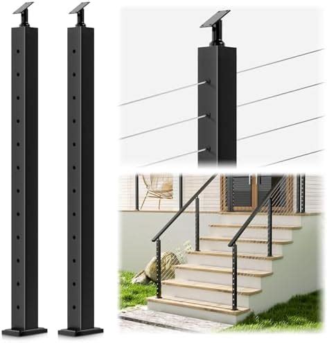 Gyykzz One-Stop Deck Railing Kit, Black 42" Cable Railing System ...