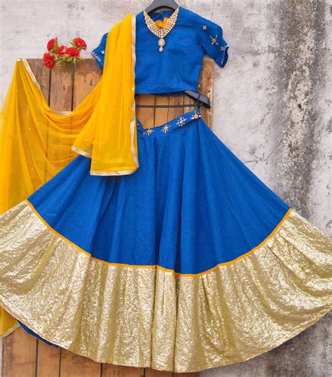 Blue Golden Lehenga – Darzigiri
