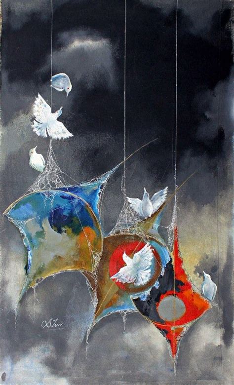 "The Joy Of Kites And Birds": Grey Acrylic Painting by Shiv Kumar Soni ...