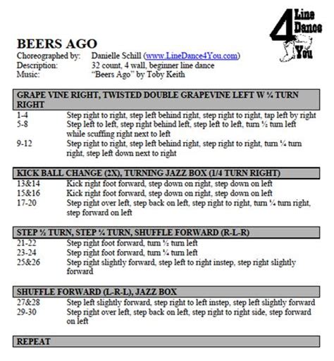 Easy Line Dance Step Sheets 的图像结果
