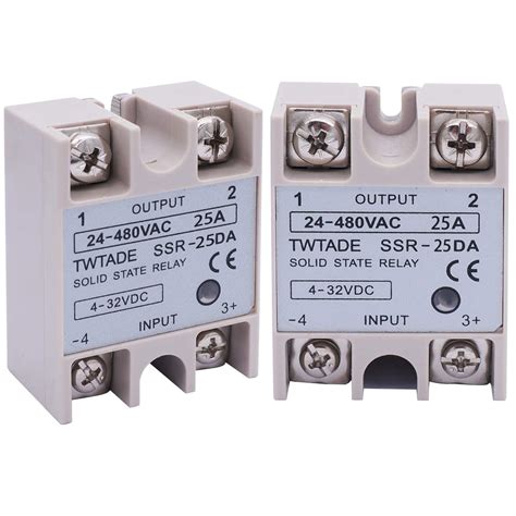 TWTADE 2PCS SSR-25 DA 25A 3-32V DC / 24-480V AC SSR Single Phase Solid ...