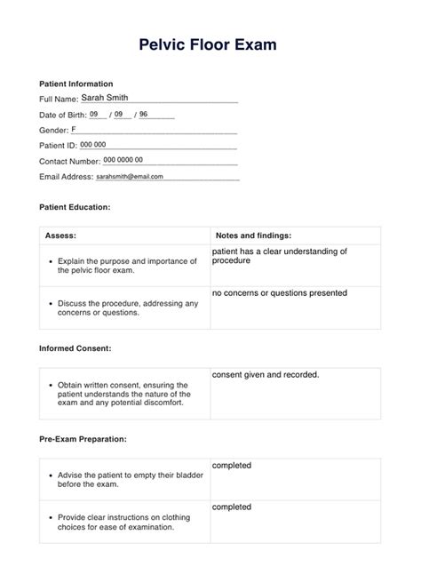 Pelvic Floor Exam & Example | Free PDF Download