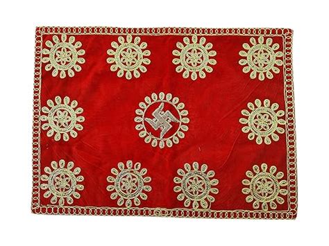 Buy MODEST Multipurpose Red Velvet Cloth Pooja Mat (Size - 18x15 Inch ...