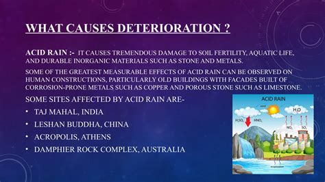 Detoration of tajmahal Shows how the Taj Mahal Colours changes because of acid rain | PPTX