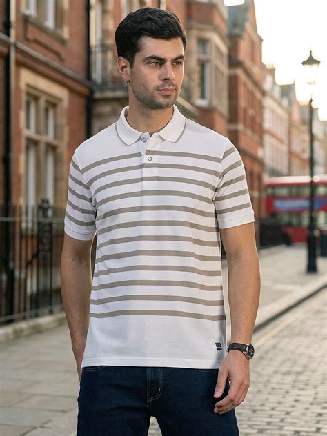 COBB WHITE STRIPED POLO NECK T-SHIRT – Cobbitalyofficial
