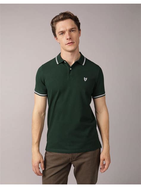 Buy American Eagle Men Green Slim Fit Tipped Flex Pique Polo T-shirt Online