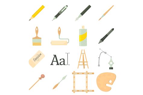 Drawing Tools Icons Set, Cartoon Style Graphic by ylivdesign · Creative ...
