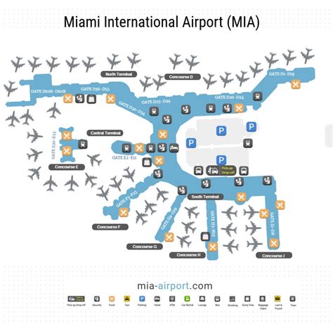 Plan de l'aéroport de Miami - Guide des terminaux et halls de l ...