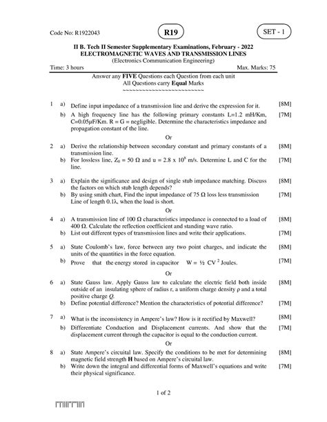 Electromagnetic Waves AND Transmission Lines FEB 2022 ...