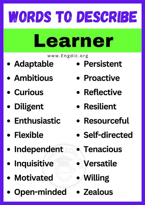 20+ Best Words to Describe Learner, Adjectives for Learner - EngDic