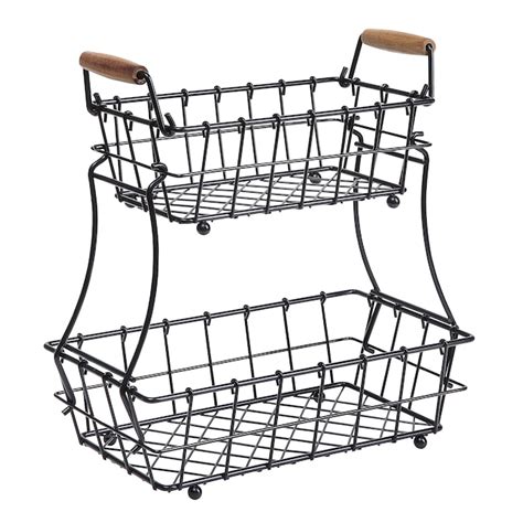 SunnyPoint 2 Tier Rectangle Countertop Wire Basket for Fruit Bread and ...