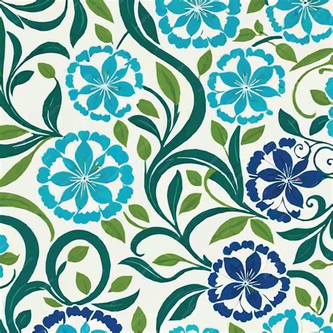 Premium Vector | A wallpaper with blue and green flowers and leaves