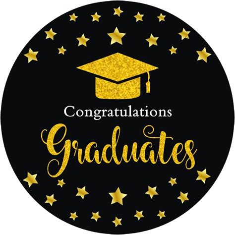 Fedyufook Black and Gold Graduation Party Favor Stickers - 2 India | Ubuy