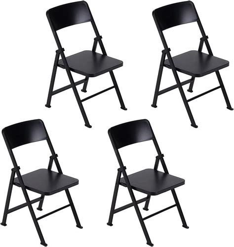 4Pcs Mini Plastic Foldable Chair 3.7x3.3x4.2 Inch Black Foldable Chair ...