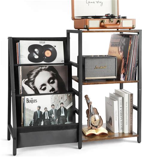 Record Player Stand, 3-Tier Vinyl Record Storage, Record Player Table ...