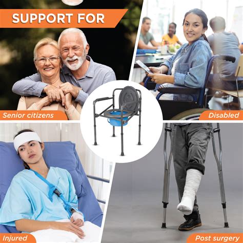 Comfort Folding Commode Without Castors, Portable Commode Chair for El ...