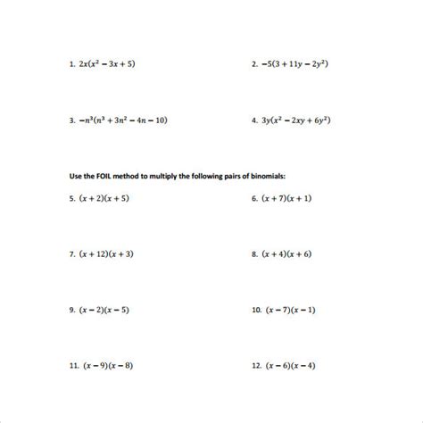 Image result for Multiplying Algebraic Basic Worksheet