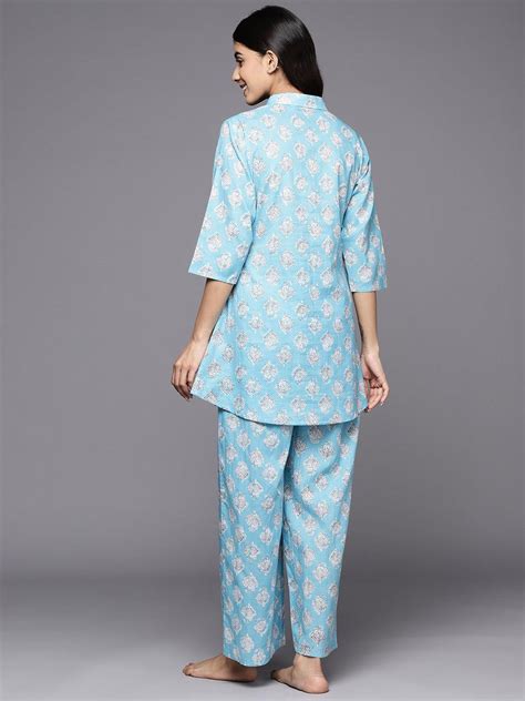 Buy Blue Printed Cotton Night Suit Online at $27.00 USD | ShopLibas