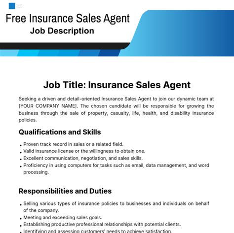 Insurance Agent Job Description Examples 的图像结果
