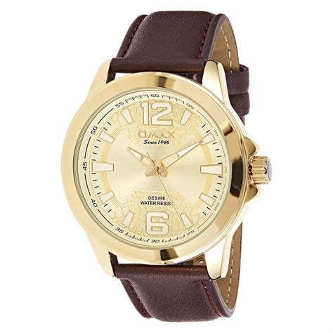 Omax Analog White, Gold Dial and Rose Gold Index with Leather Strap ...