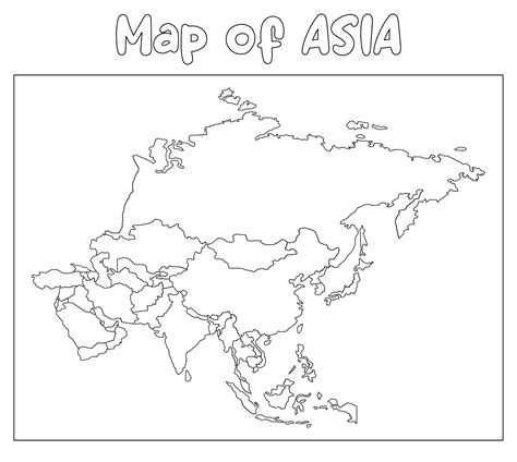 Labeled Printable Asia Map