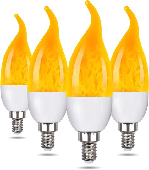 E12 LED Flickering Candelabra Flame Effect Light Bulbs - 3 Modes ...