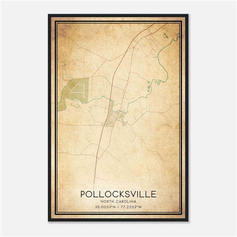 Vintage Pollocksville North Carolina Map Poster, Pollocksville NC City ...