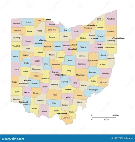 Ohio Counties Map Royalty Free Stock Image - Image: 18617356
