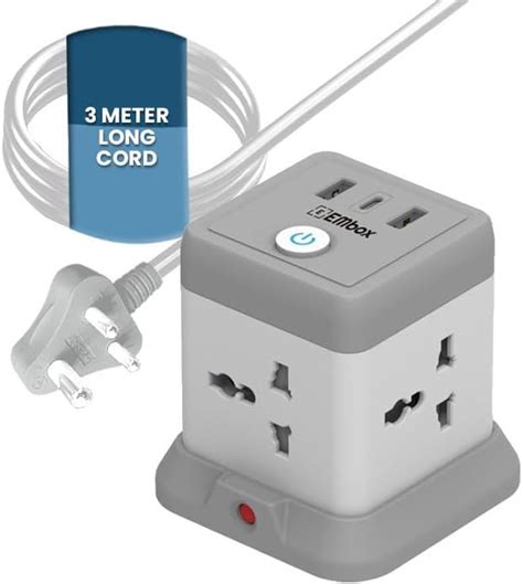 EMBOX Cube Extension Board with USB Port Universal Sockets and USB (2.4 ...