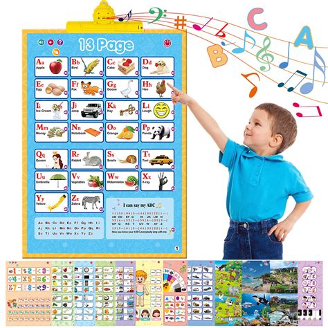 Buy 13 in 1 Electronic Interactive Alphabet Wall Chart, Talking ABC ...
