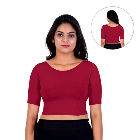 Boat Neck Blouse: Short-Sleeve for Sarees with Back Design – Gymmer