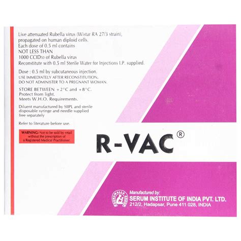 R-VAC Rubella Vaccine 0.5 ml Price, Uses, Side Effects, Composition ...