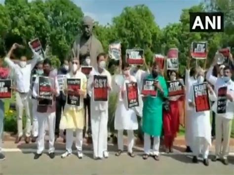 Opposition MPs protest at Parliament premises demanding GST payments to ...